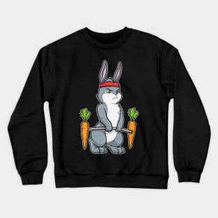 Rabbit with Carrots at Bodybuilding with Dumbbells Crewneck Sweatshirt